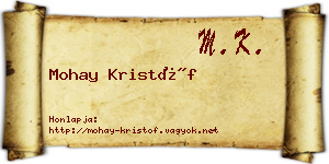 Mohay Kristóf névjegykártya
